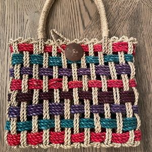 Handwoven straw small tote bag